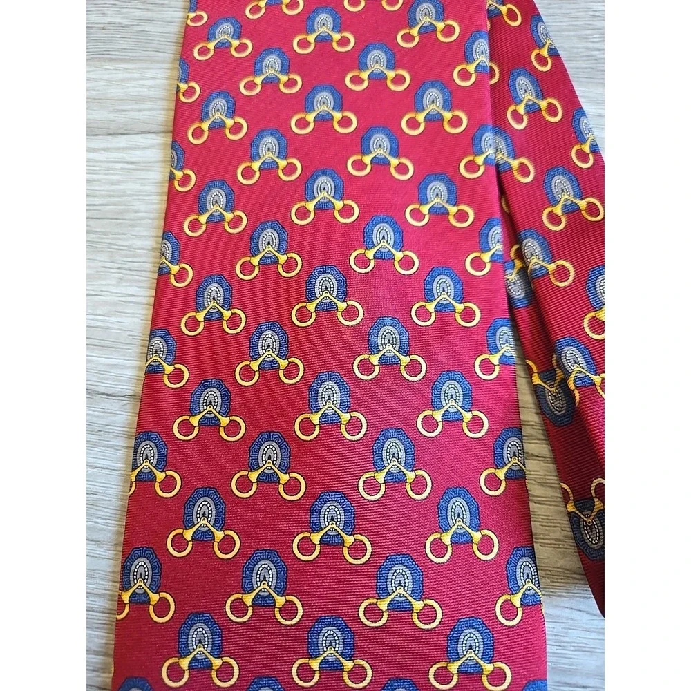 Vintage Paolo Gucci 100% Silk‎ Tie Horsebit Print Made In Italy